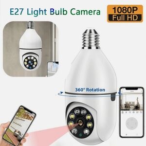 Wifi Panorama Security Camera Light Bulb Camera White